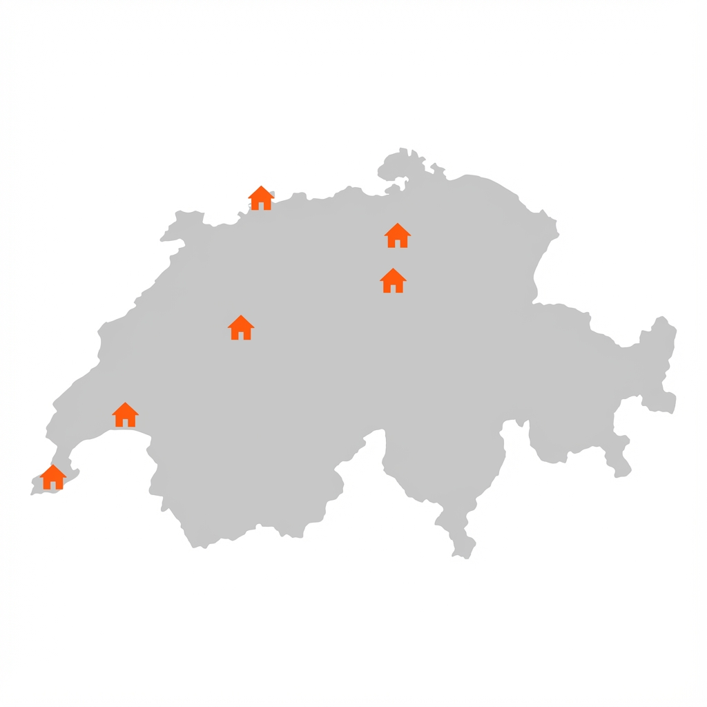 Map of Switzerland with key housing markets
